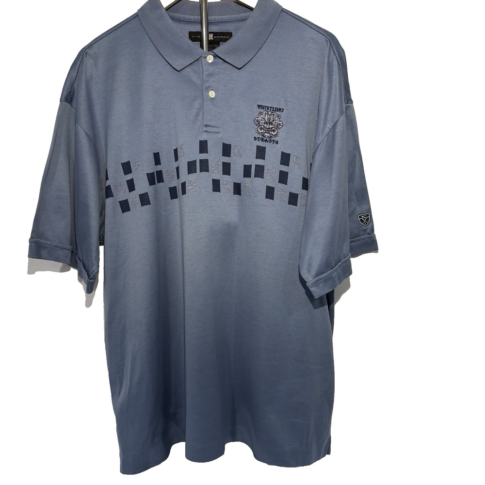 Nike Tiger Woods Golf Collection Men's Polo Shirt Blue Size XL Whistling Straits
